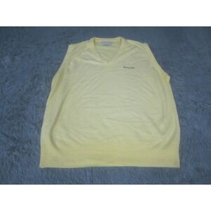 Vintage Hogan Sweater Vest Mens Large Yellow V Neck Tropicana‎ CC Golf Made USA